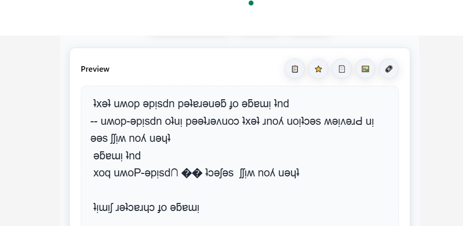Generated upside-down text in preview box