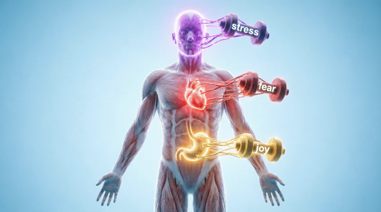 Gym-style poster of emotional training exercises and progressions