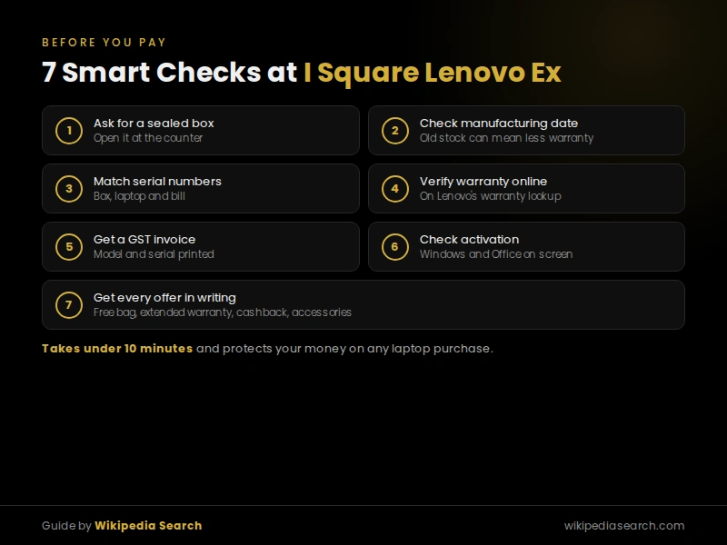 7 checks before buying a laptop at I Square Lenovo Ex including sealed box, serial number and warranty
